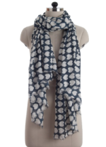 Elsa Hearts on Dark Blue Fashion Scarf